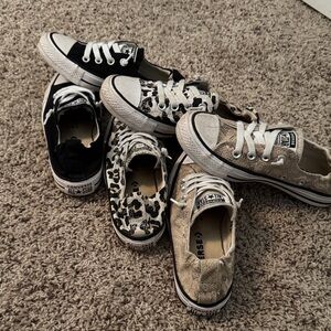 Converse Low Top Sneakers in Black, White, Leopard, Snakeskin